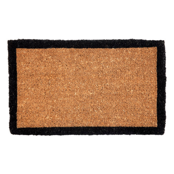 Four Corners Black Border and Natural Coir Doormat