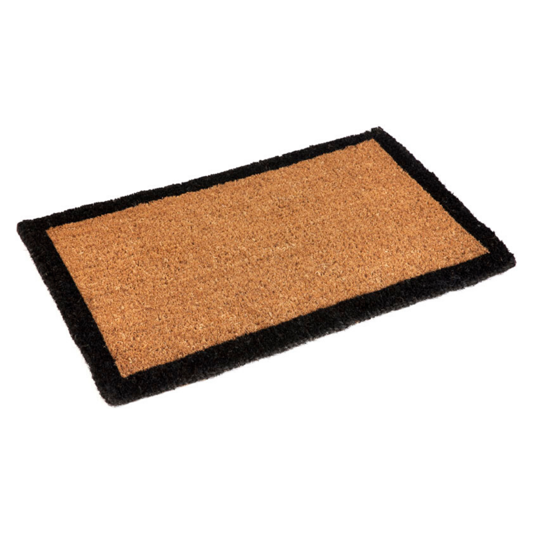 Four Corners Black Border and Natural Coir Doormat