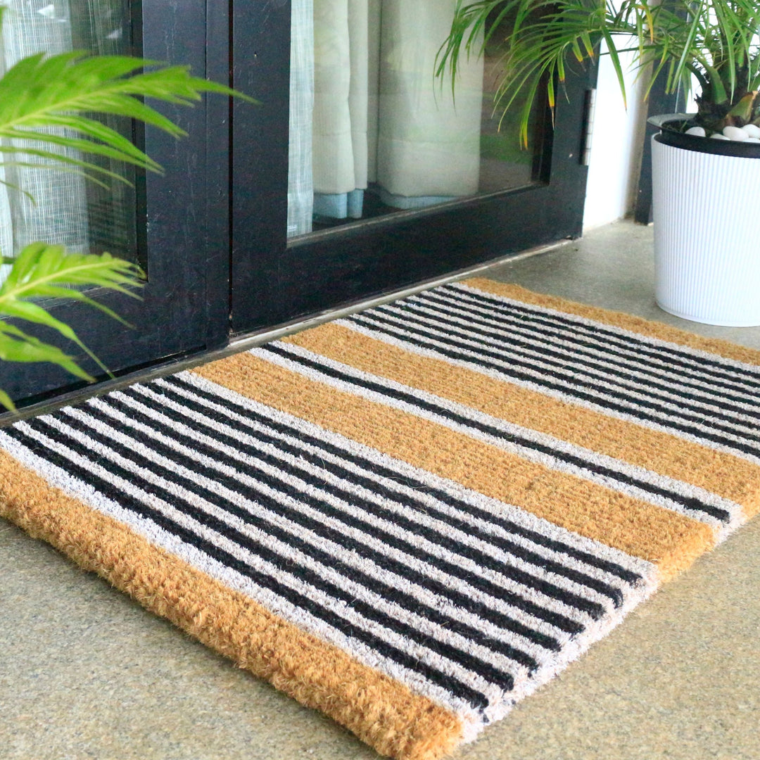 Nui Striped Coastal Coir Extra Long Front Door Mat