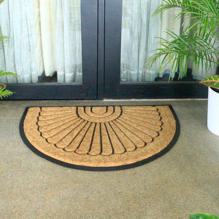 60x90 cm Kochi Decorative Half Round Rubber Bordered Coir Doormat