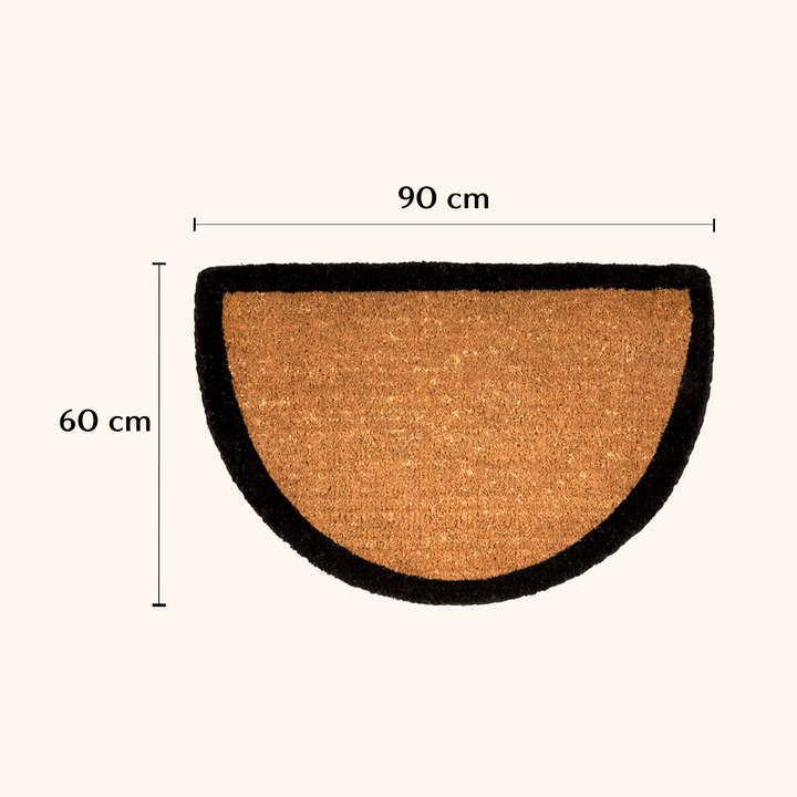 60x90 cm Black Border and Plain Natural Half Round Coir Doormat