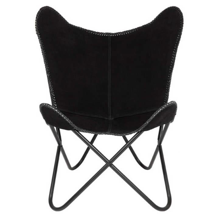 Adonis Suede Genuine Leather Black Butterfly Chair