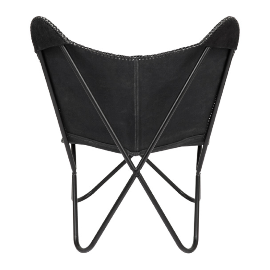 Adonis Suede Genuine Leather Black Butterfly Chair