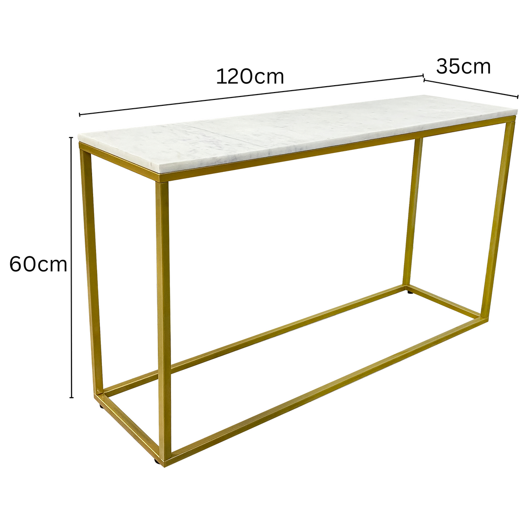 Agni Marble Top Gold Legs Console Table