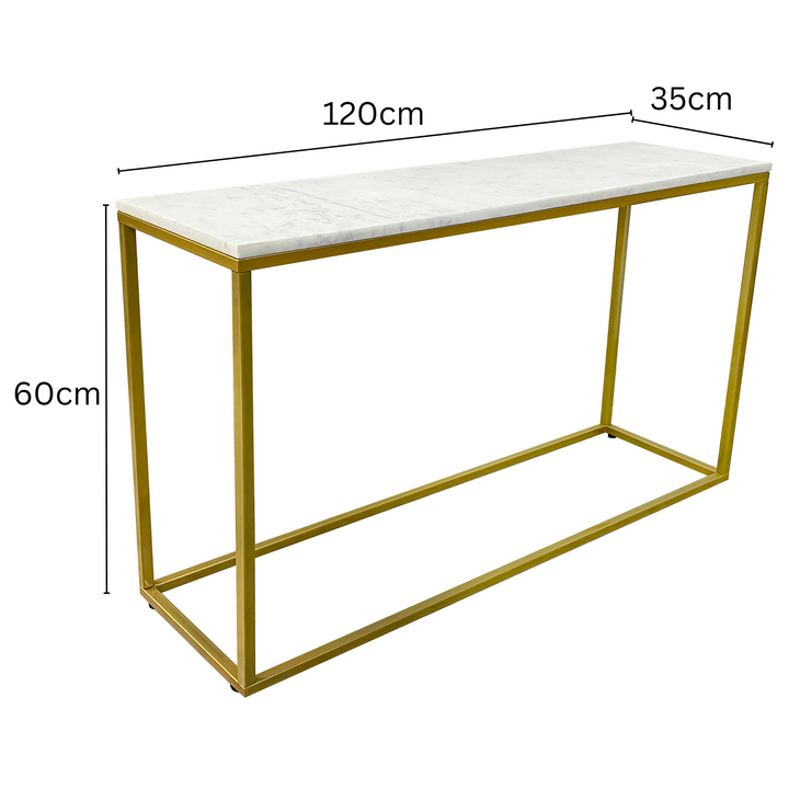 Agni Marble Top Gold Legs Console Table