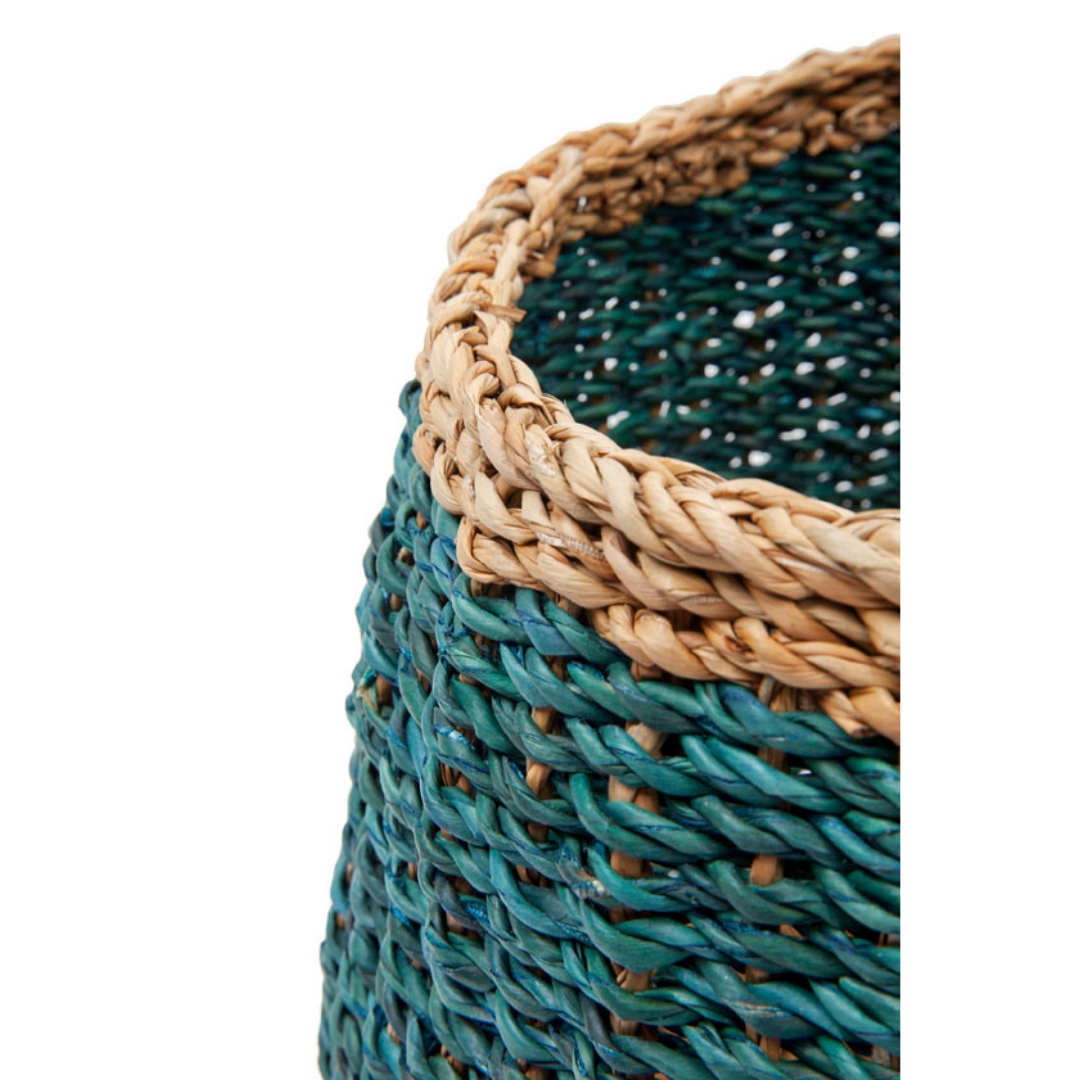 Ajni Blue Handmade 31 cm Natural Seagrass Storage Basket and Planter