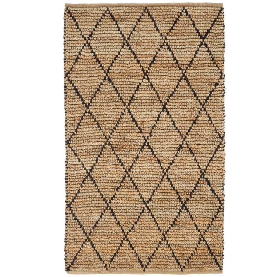 Anant Black and Natural Diamond Large Jute Rug