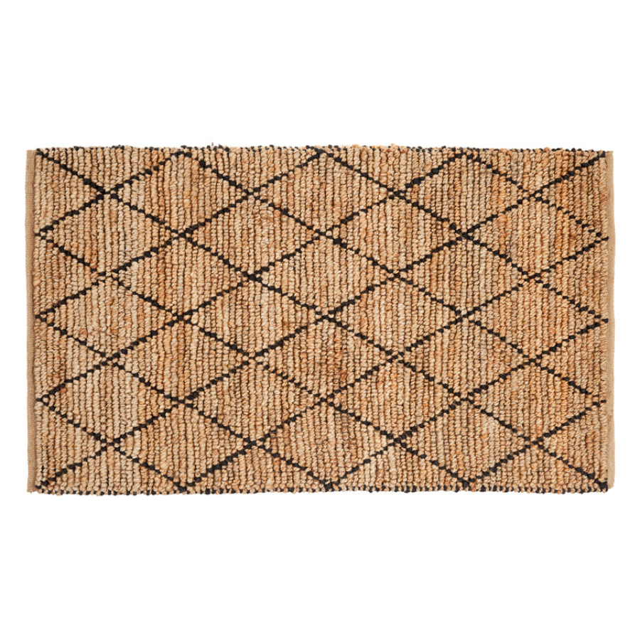 Anant Black and Natural Diamond Jute Area Rug