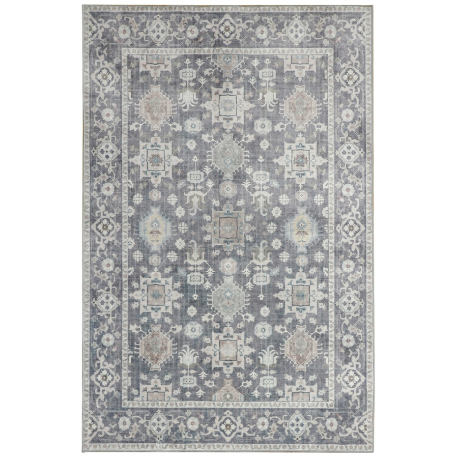 Anna Machine Washable Large Grey Rug