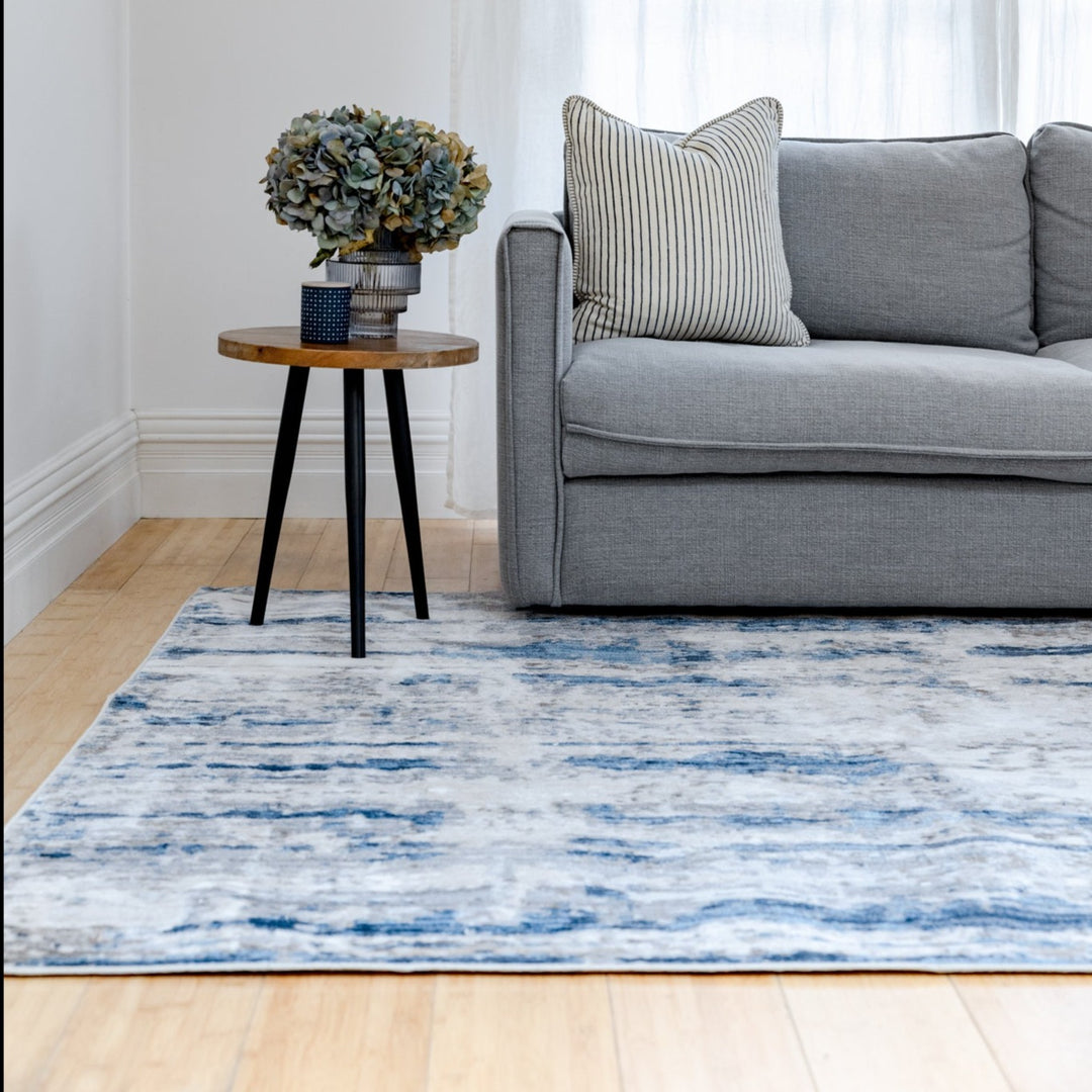 Antalya Blue Modern Distressed Rug