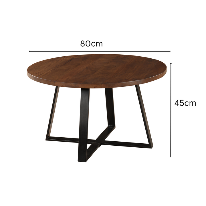 Anu Natural & Black Wooden Round Coffee Table