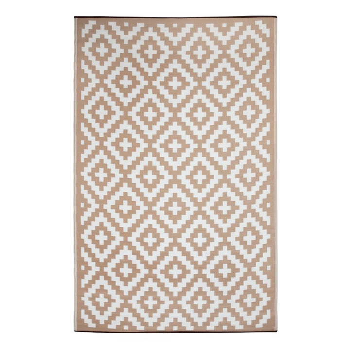 Aztec Beige and White Outdoor Rug