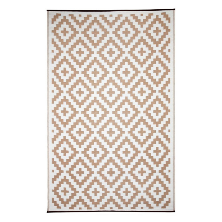 Aztec Beige and White Outdoor Rug