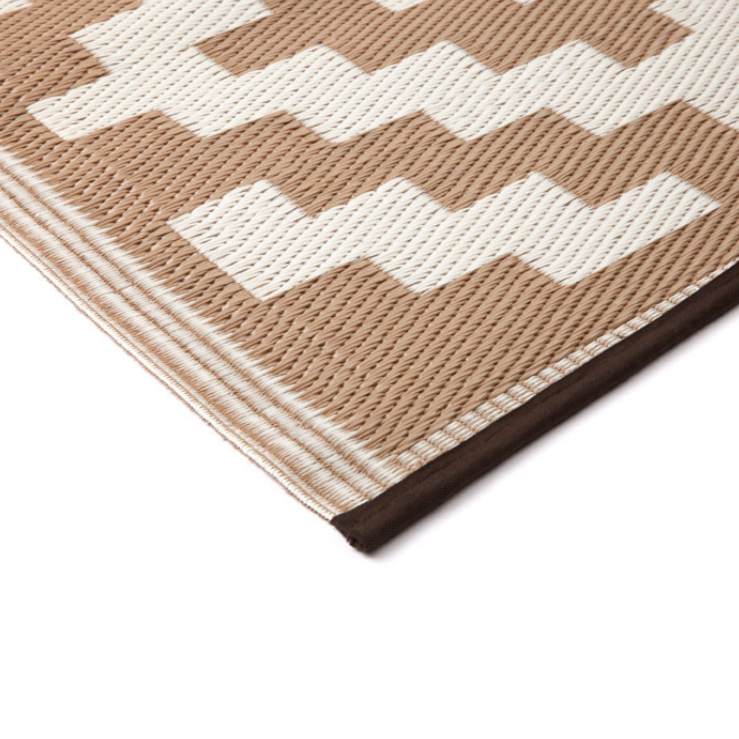 Aztec Beige & White Outdoor Plastic Mat for Picnic