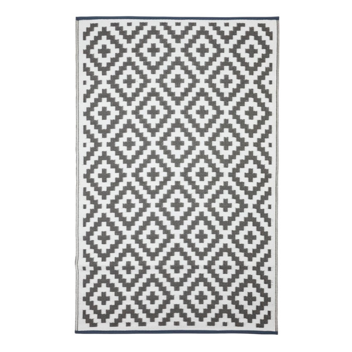 Aztec Grey And White Reversible Outdoor Large Rug