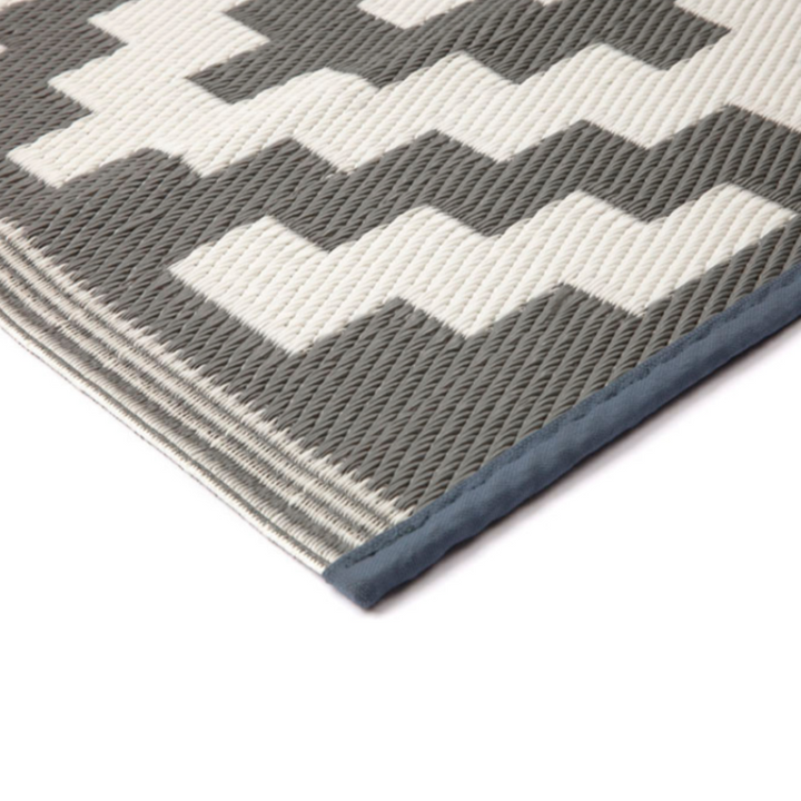 Aztec Grey & White Reversible Plastic Woven Picnic Rug