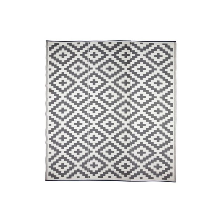 Aztec Grey & White Rectangular Diamond Pattern Foldable Waterproof XL Camping Mat - 270x450 CM