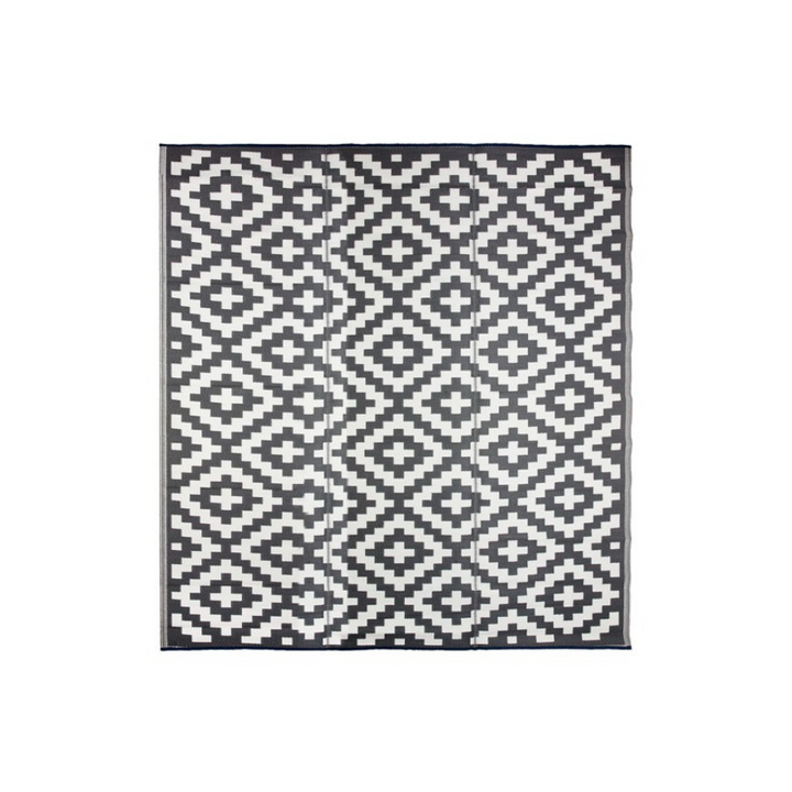 Aztec Grey & White Reversible Plastic Woven Picnic Rug