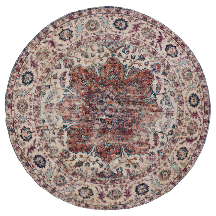 Babylon Multicolour Traditional Distressed Round Rug