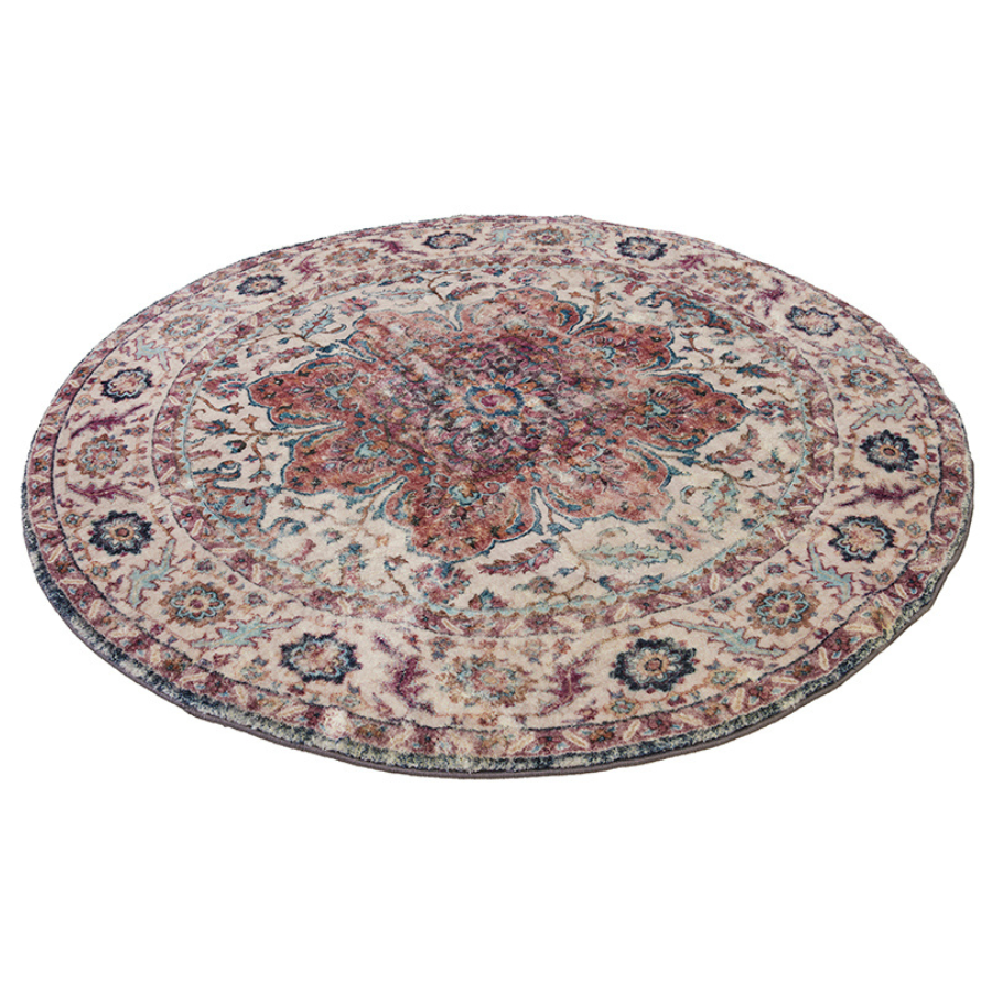 Babylon Multicolour Traditional Distressed Round Rug