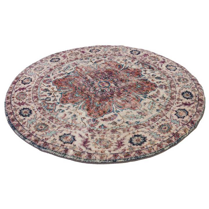 Babylon Multicolour Traditional Distressed Round Area Rug