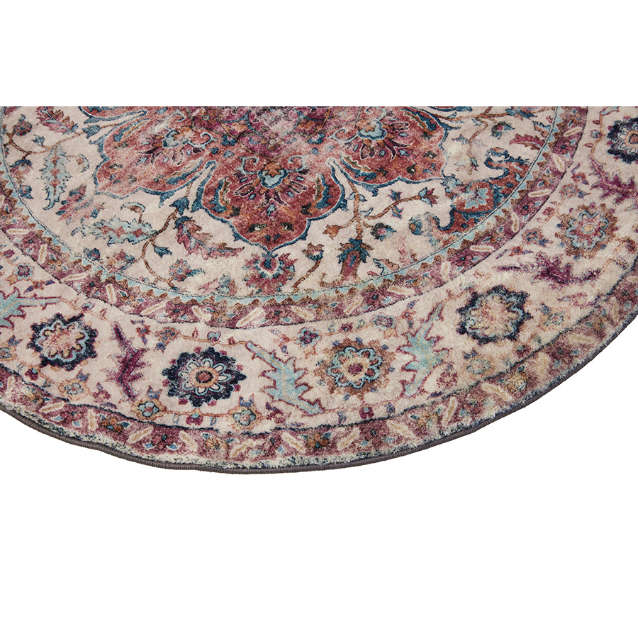 Babylon Multicolour Traditional Distressed Round Area Rug