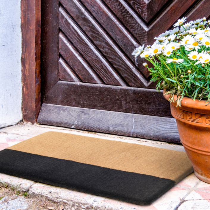 45x75 cm Black Belt Natural and Black Thick Coir Doormat