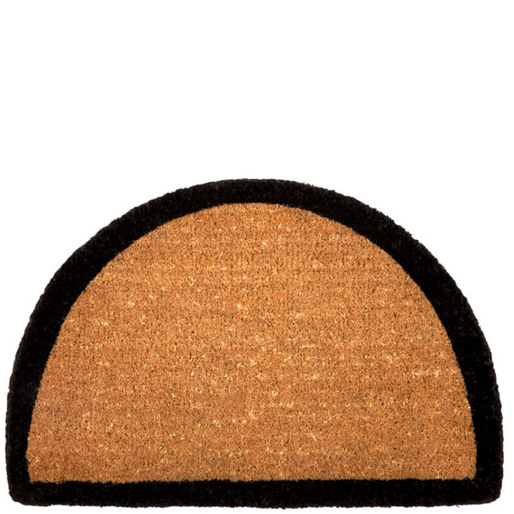 60x90 cm Black Border and Plain Natural Half Round Coir Doormat