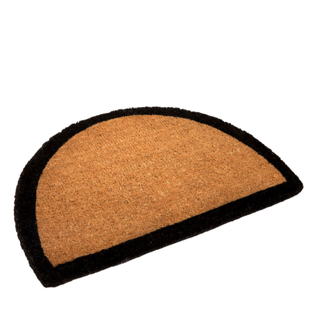 60x90 cm Black Border and Plain Natural Half Round Coir Doormat