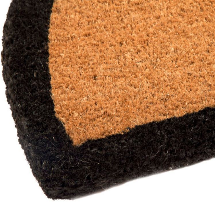 60x90 cm Black Border and Plain Natural Half Round Coir Doormat