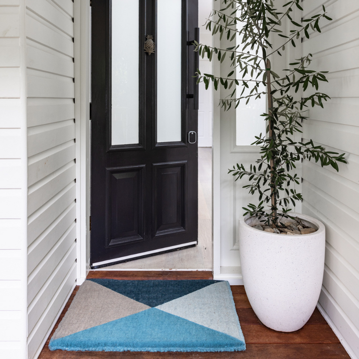 Blue Flag Geometrical Thick Coir Doormat