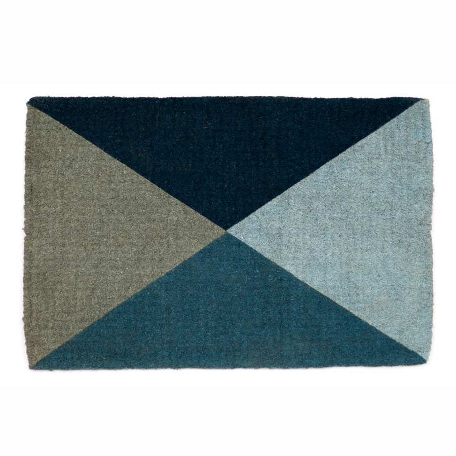 Blue Flag Geometrical Thick Coir Doormat