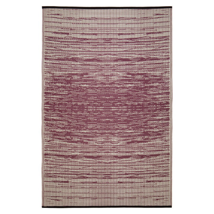 Brooklyn Wine and White Modern Recycled Plastic Reversible Outdoor Rug