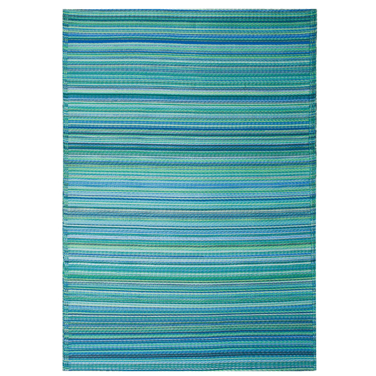 Cancun Aqua Blue Toned Melange Recycled Plastic Outdoor Rug