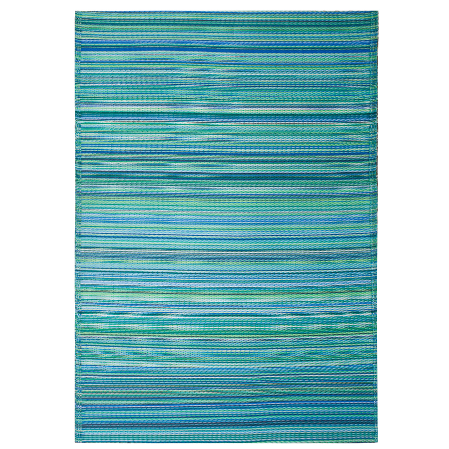 Cancun Aqua Blue Toned Melange Recycled Plastic Outdoor Area Rug