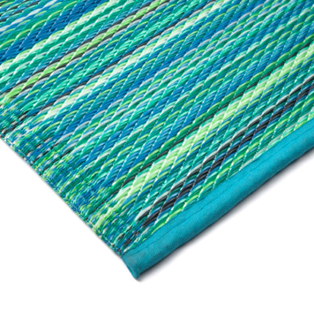 Cancun Aqua Blue Toned Melange Recycled Plastic Outdoor Rug