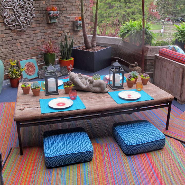 Cancun Multicolour Red Toned Melange Recycled Plastic Outdoor Area Rug