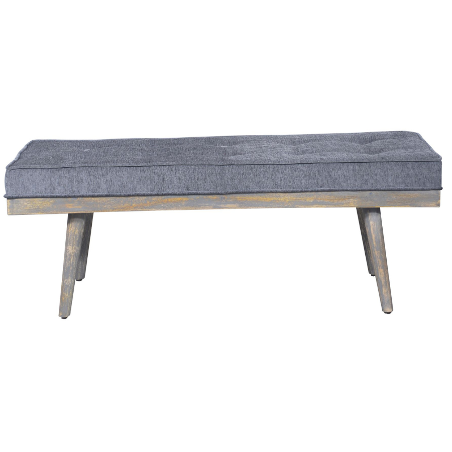 Capella Grey 2 Seater Upholstered Entryway Seating Cushioned Bench - 120 Cm