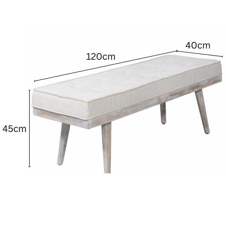 Capella Beige Upholstered Cushioned Dining Bench Seat - 120 Cm