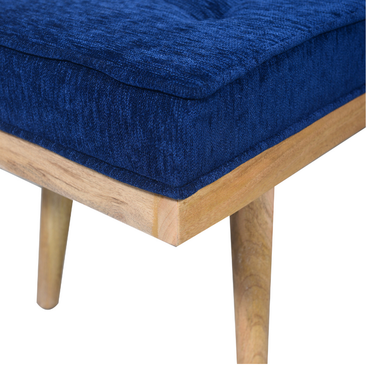 Capella Indigo Blue Upholstered Entryway Bench Seat - 120 Cm