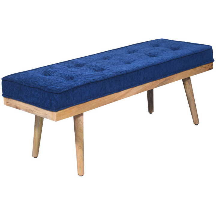 Capella Indigo Blue Upholstered Entryway Bench Seat - 120 Cm