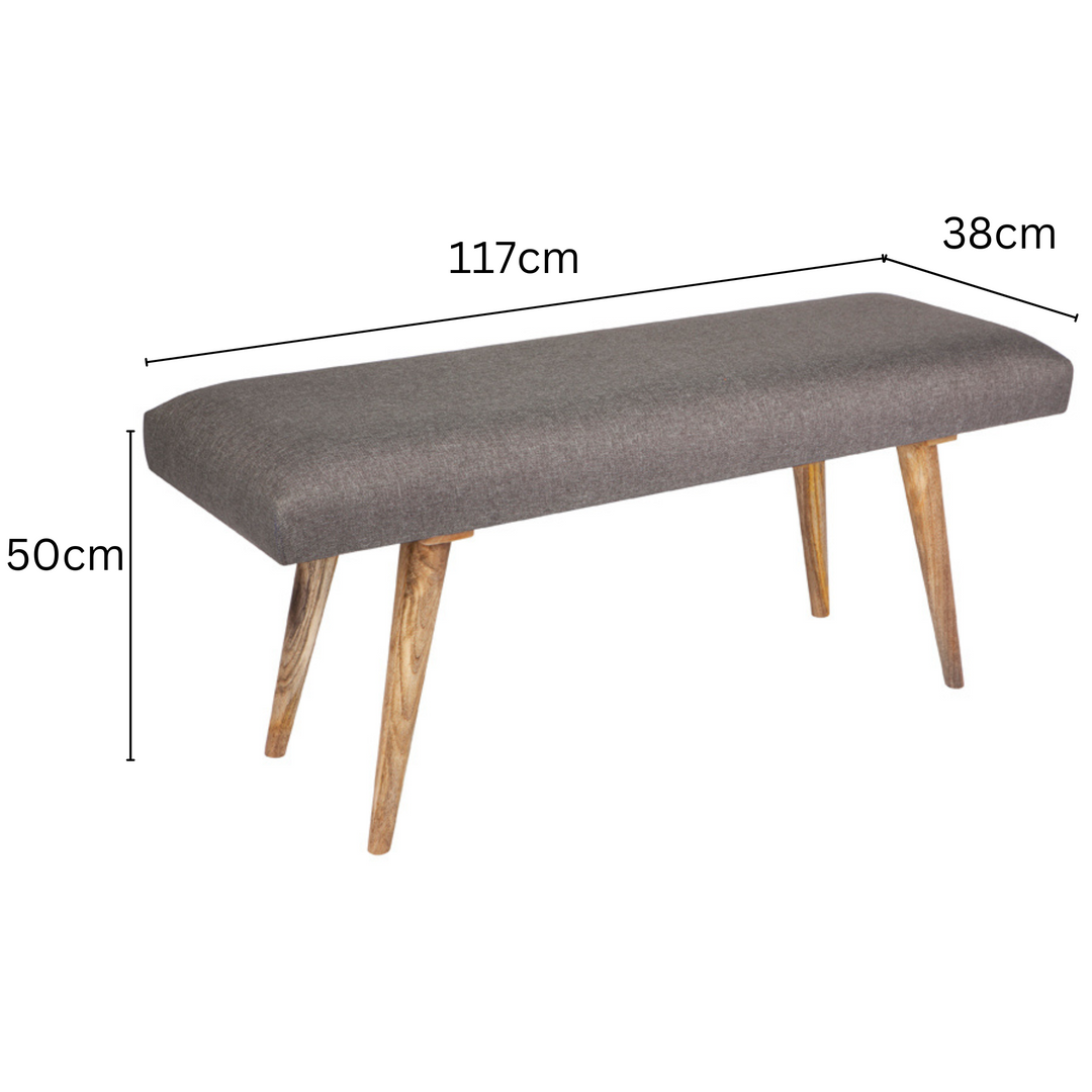 Celeste Grey Upholstered Indoor Seating Bench - 117 Cm