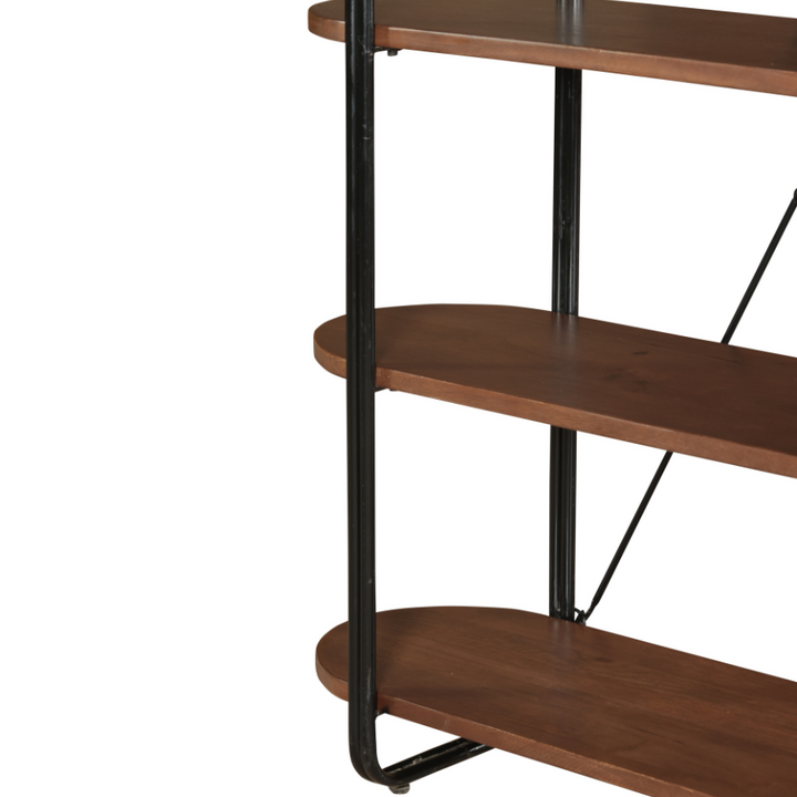 Chitra Wooden & Metal Industrial 5 Tier Ladder Bookshelf or Bookcase