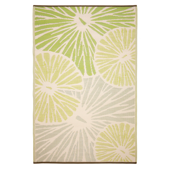 Citrus Lily Green Botanical Recycled Plastic Reversible Outdoor Rug