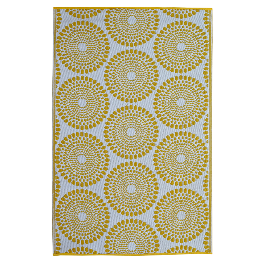 Daisies Yellow Recycled Plastic Large Outdoor Rug