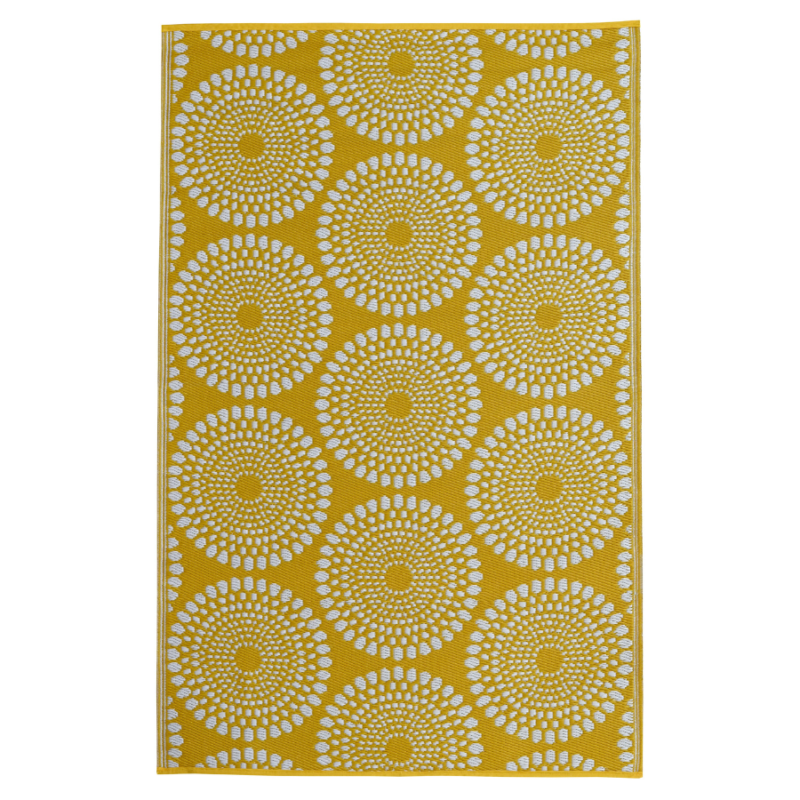 Daisies Yellow Recycled Plastic Outdoor Rug