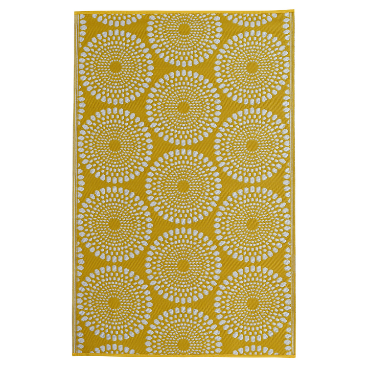 Daisies Yellow Recycled Plastic Large Outdoor Rug