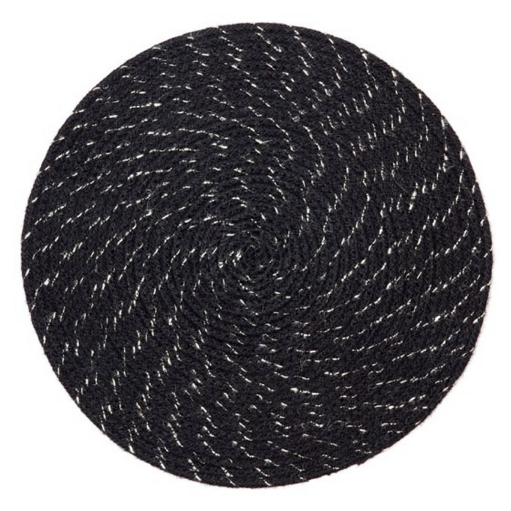 Set Of 4 Deryn Black Braided 35 cm Jute Round Placemat