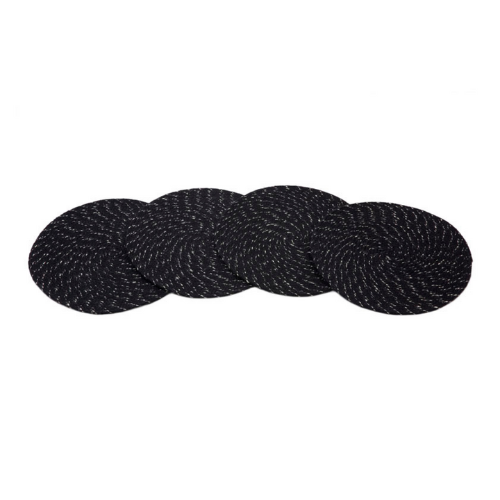 Set Of 4 Deryn Black Braided 35 cm Jute Round Placemat