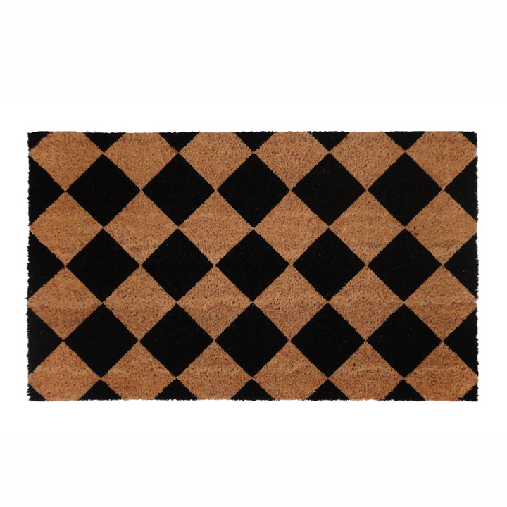 Diamond Pattern Black and Natural PVC Backed Doormat